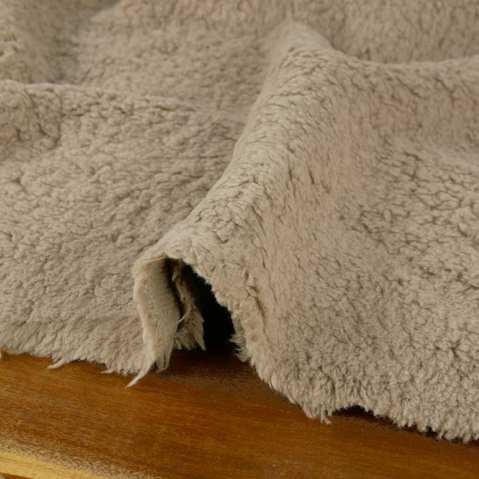 Tissu fausse fourrure Teddy coton - beige x 10 cm