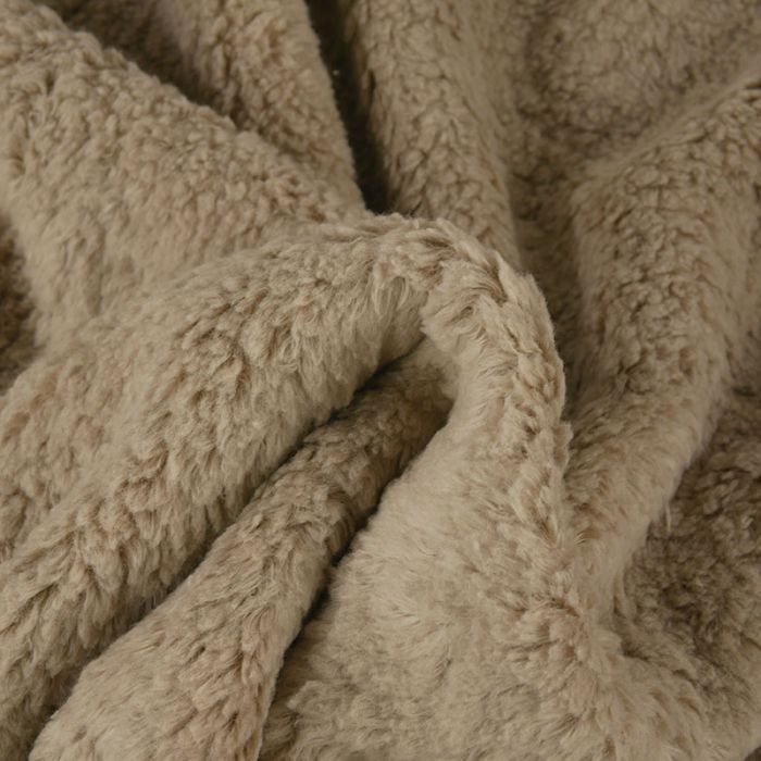 Tissu fausse fourrure Teddy coton - beige x 10 cm