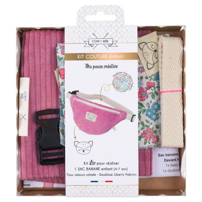 Kit box couture sac banane enfant - rose