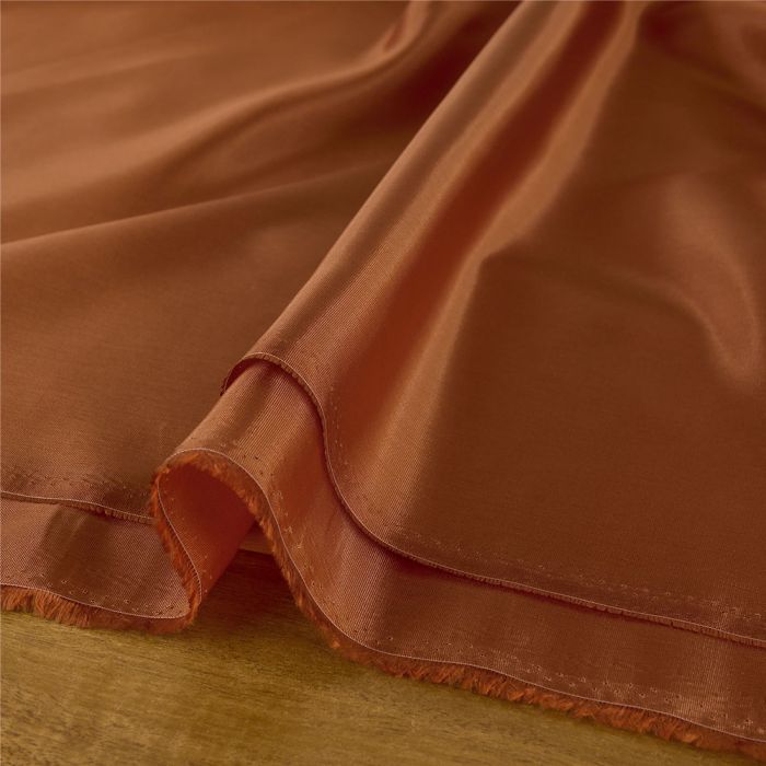 Tissu doublure satin pongé de luxe - terracotta x 10 cm