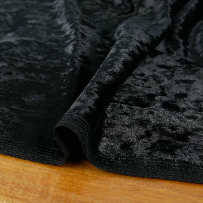 Tissu panne de velours haute couture - noir x 10 cm