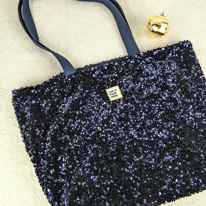 Kit couture sac ToteBag sequins - Marine