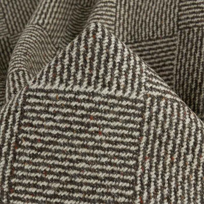 Tissu lainage tweed losanges haute couture - marron x 10 cm