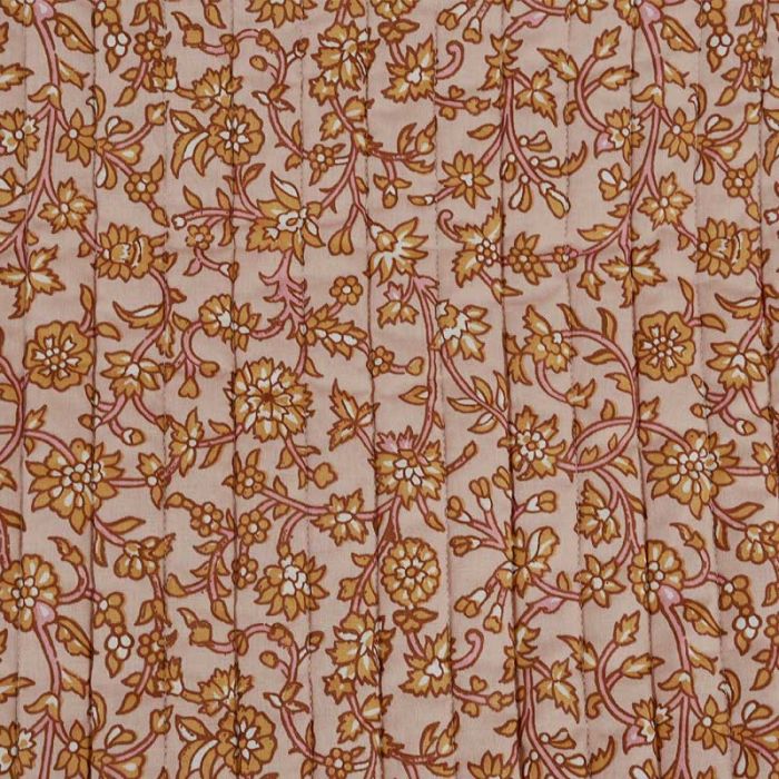 Tissu matelassé réversible fleurs indiennes - vieux rose x 10 cm