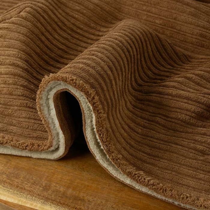 Tissu velours côtelé fausse fourrure - marron x 10 cm