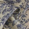 Tissu demi-natté toile de jouy fleurs - beige x 10 cm