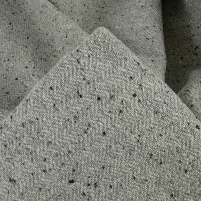 Tissu lainage tweed chevrons haute couture - gris clair x 10 cm