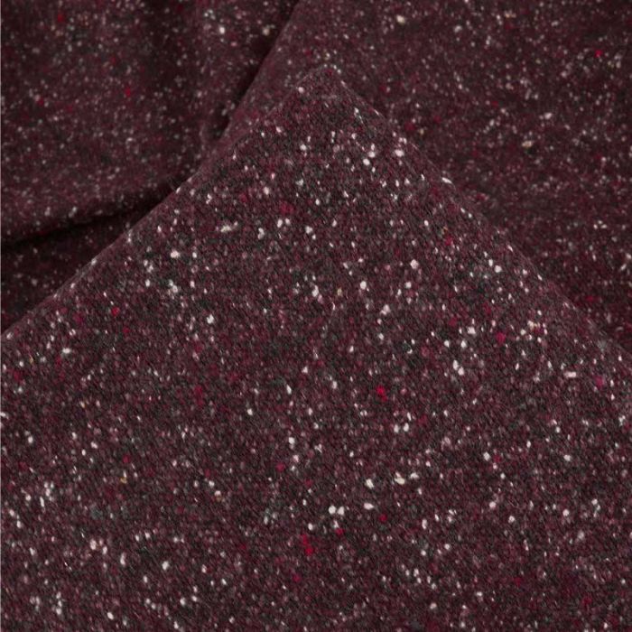 Tissu lainage chiné haute couture - bordeaux x 10 cm