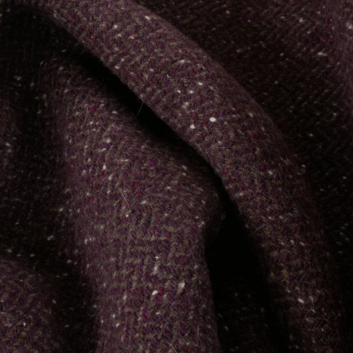 Tissu lainage tweed chevrons haute couture - aubergine x10 cm