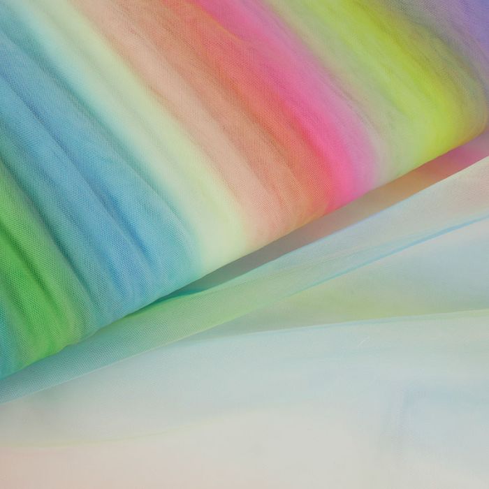 Tissu tulle arc-en-ciel - multicolore x 10 cm