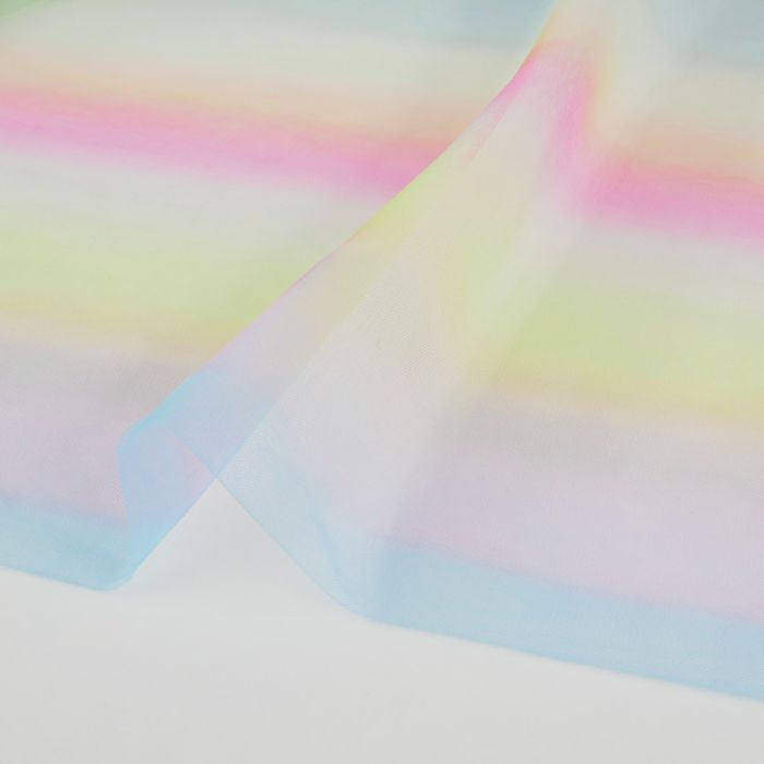 Tissu tulle arc-en-ciel - multicolore x 10 cm