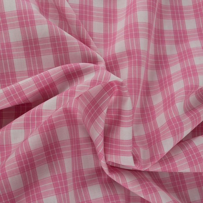 Tissu tartan coton haute couture - rose x 10 cm