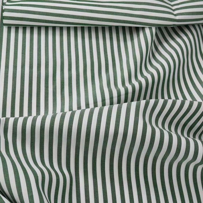 Tissu popeline coton stretch rayures haute couture - vert x 10 cm