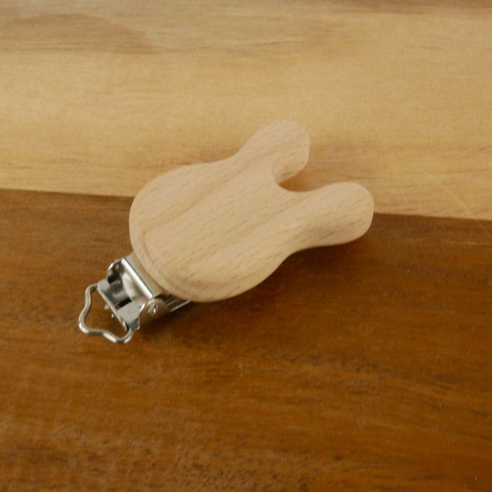 Attache tétine clip en bois - lapin x 1