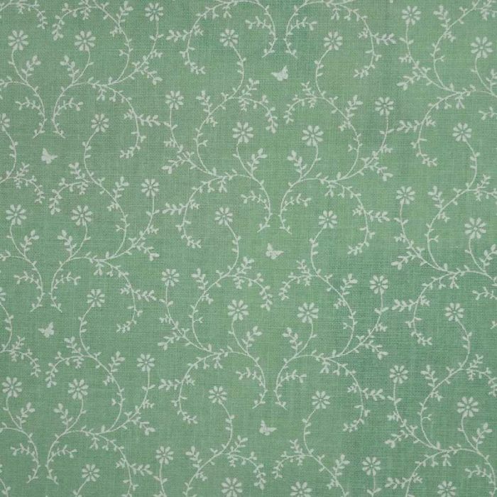 Tissu toile cirée fleurs Claire Vert - Au Maison x 10 cm