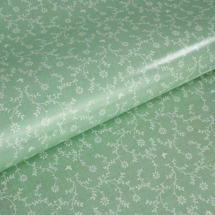 Tissu toile cirée fleurs Claire Vert - Au Maison x 10 cm